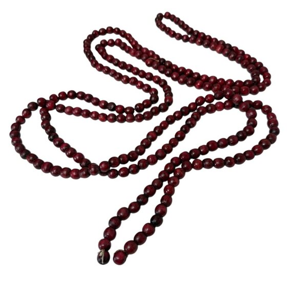 Wooden Bead Garland Cranberry Red Wood Beaded Christmas Tree Decoration 9 ft - Picture 4 of 5